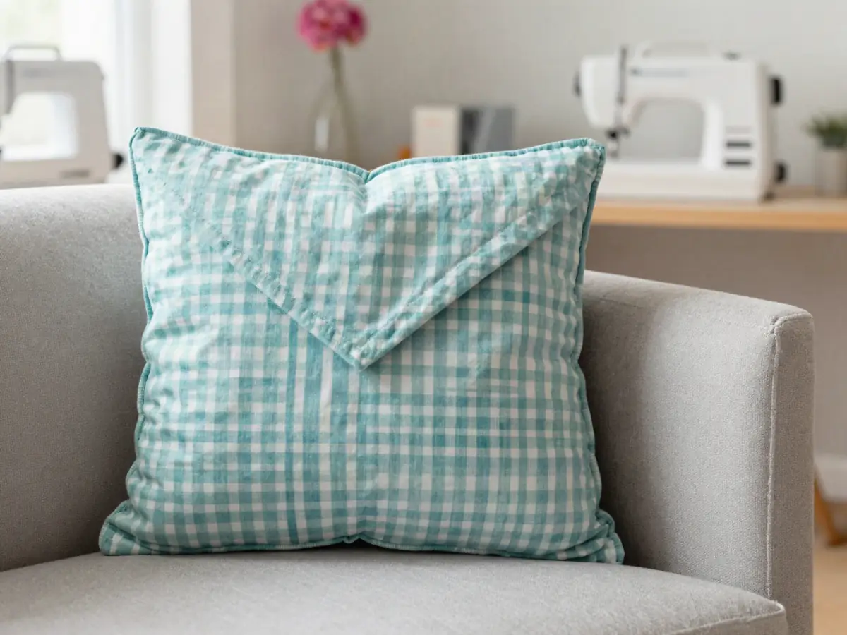 Cushion cover with an envelope back and serged seams