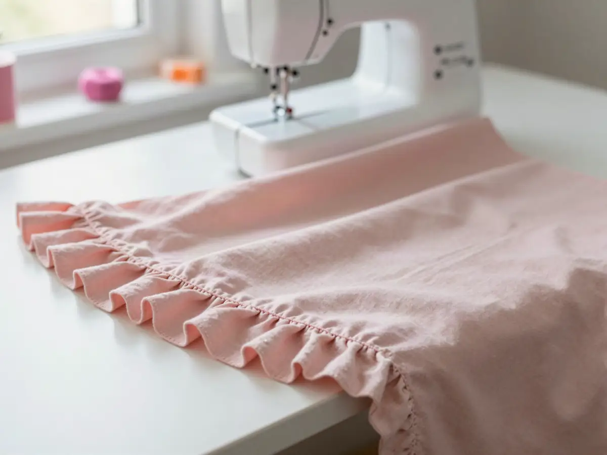 Ruffled fabric edge made on a serger